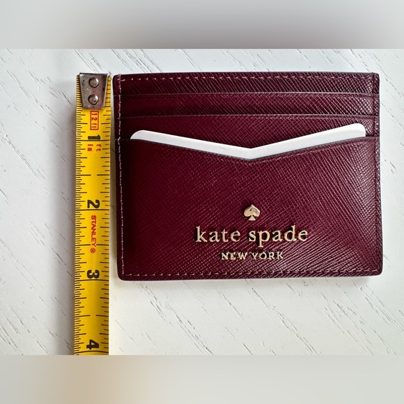 NEW!! KATE SPADE SLIM STACI CARD HOLDER  SAFFIANO LEATHER WALLET IN PLUM PIE - Picture 4 of 4